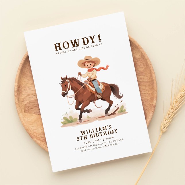 Convite Wild West Modern Cowboy Birthday (Criador carregado)
