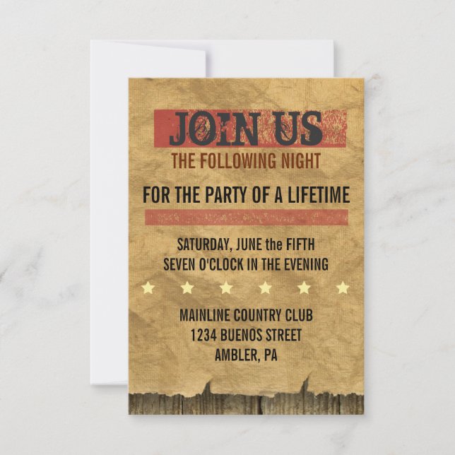 Convite WILD WEST WANTED Bar Bat Mitzvah (Frente)