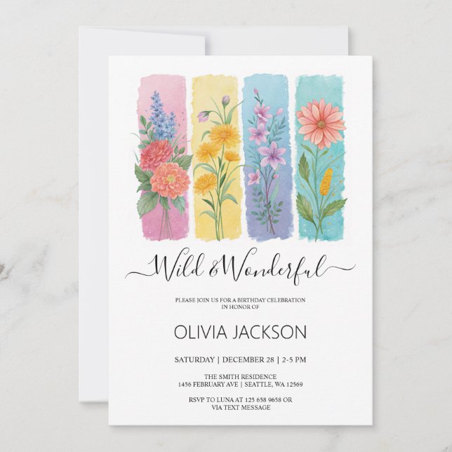 Convite Wild & Wonderful Watercolor Birthday Invitation   (Frente)