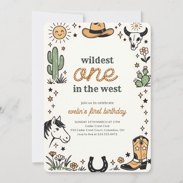 Convite Wildest One Western Cowboy First Birthday (Frente)