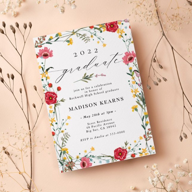 Convite Wildflower 2023 Graduation Invitation (Criador carregado)