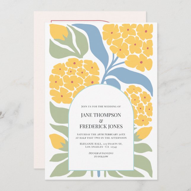 Convite Wildflower Abstract Floral Modern Spring Wedding (Frente/Verso)