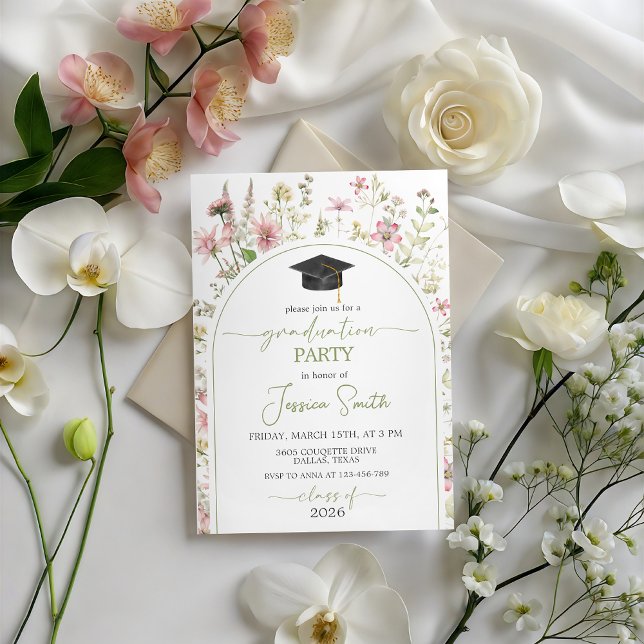 Convite Wildflower Arch Graduation Invite 2026 (Criador carregado)