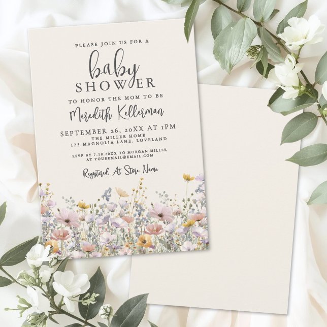 Convite Wildflower Baby Shower (Wildflower Baby Shower Invitation)