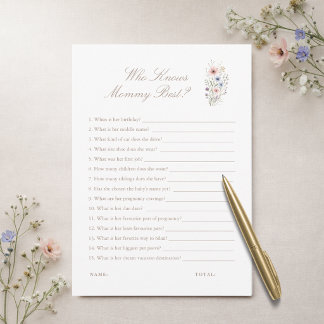 Convite Wildflower Baby Shower Who Knows Mommy Best Card