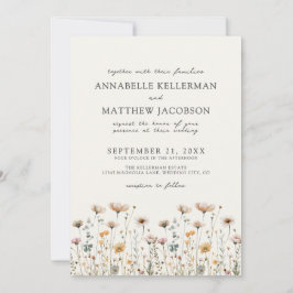 Convite Wildflower Beige Boho Floral Wedding