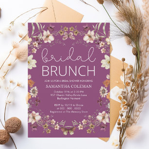 Convite Wildflower Berry Boho Bridal BrunChá de panela