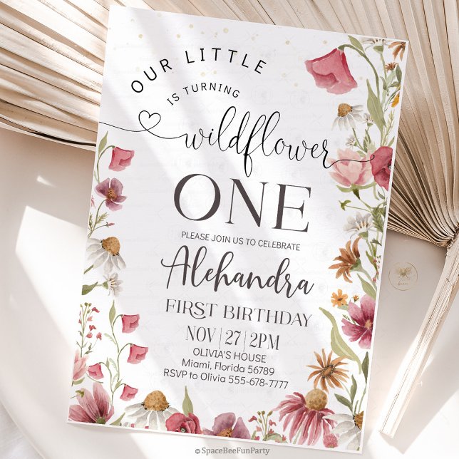 Convite Wildflower Birthday Garden Party (wildflower invitation, birthday invitation, garden party, floral design, pastel flowers, botanical, )