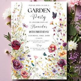 Convite Wildflower Birthday Invitation Garden Party Invite