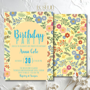 Convite Wildflower Birthday Rustic Floral Party