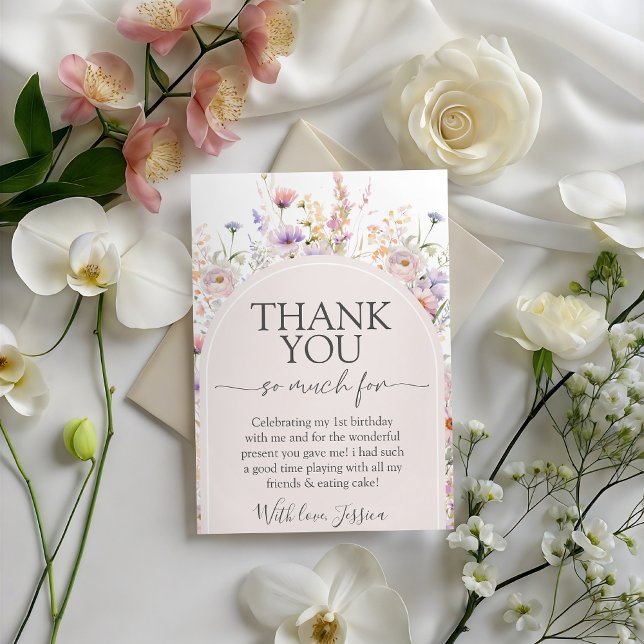 Convite Wildflower Birthday Thank You Card (Criador carregado)