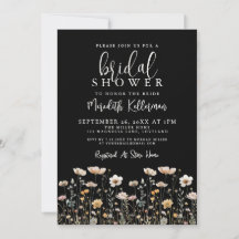 Wildflower Black Elegant Bridal Shower