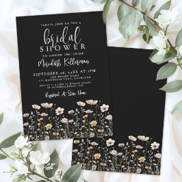 Convite Wildflower Black Elegant Bridal Shower