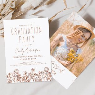 Convite Wildflower Bloom Festa de formatura Boho