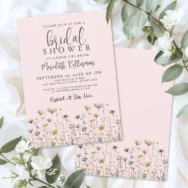 Convite Wildflower Blush Pink Bridal Shower