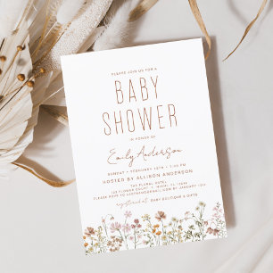 Convite Wildflower Boho Chá de fraldas Elegante Moderno