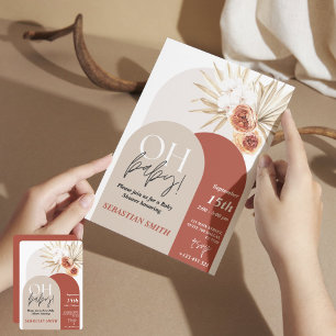 Convite Wildflower Boho Chá de fraldas Invite - Sexo Neutr