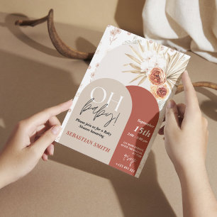 Convite Wildflower Boho Chá de fraldas Invite - Sexo Neutr