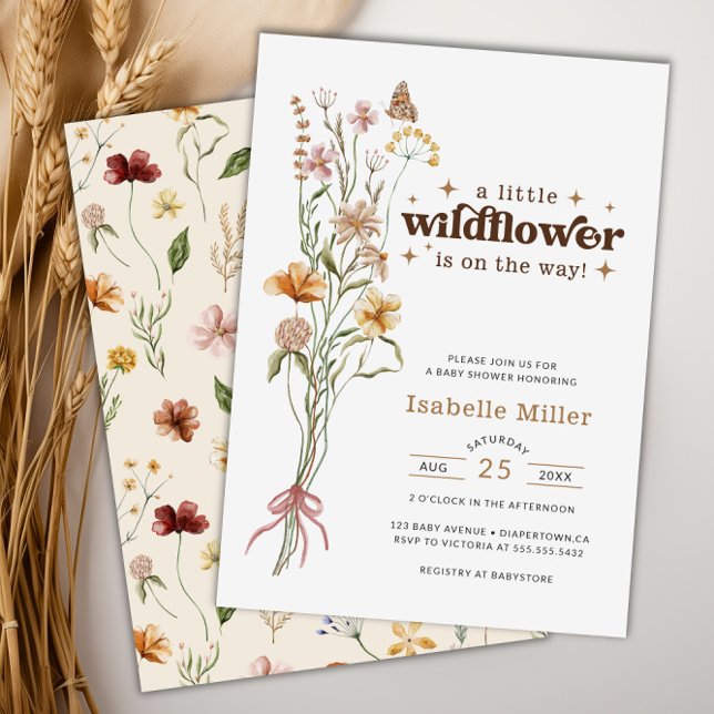 Convite Wildflower Boho Floral Chá de fraldas (Wildflower Boho Floral Baby Shower Invitation)