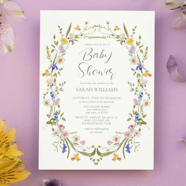 Convite Wildflower Boho Floral Chá de fraldas (Spring Blooms: A Floral Baby Shower Celebration!)