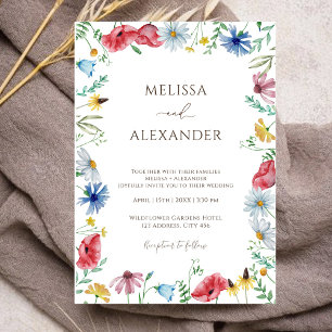 Convite Wildflower boho garden floral Wedding Invitation