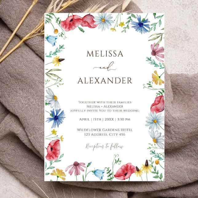 Convite Wildflower boho garden floral Wedding Invitation (Criador carregado)