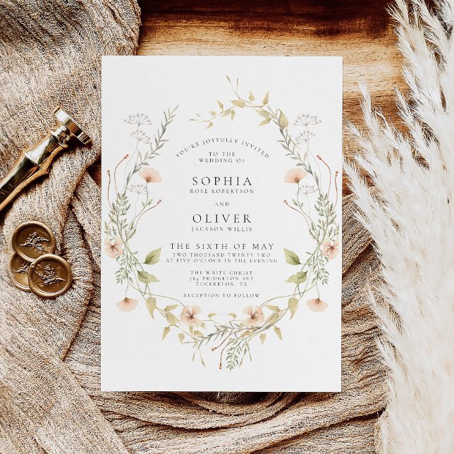 Convite Wildflower Boho Modern Elegant Wedding (Criador carregado)