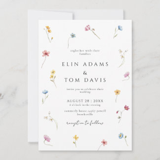 Convite Wildflower Botanical Floral Wedding Invitation