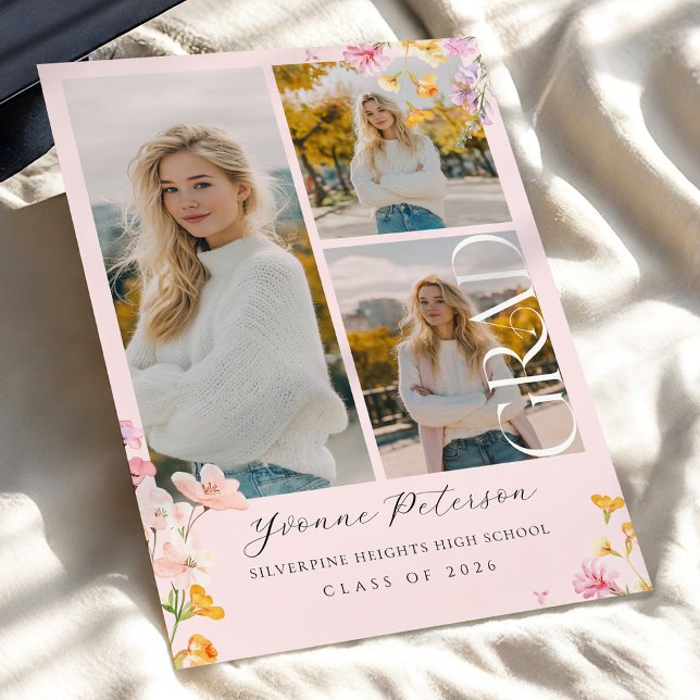 Convite Wildflower & Bow Graduation Invitation (Criador carregado)