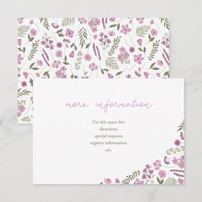 Convite wildflower bridal shower insert - purple (Frente/Verso)