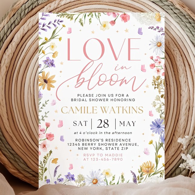 Convite Wildflower Bridal Shower Invitation,Love In Bloom  (Criador carregado)