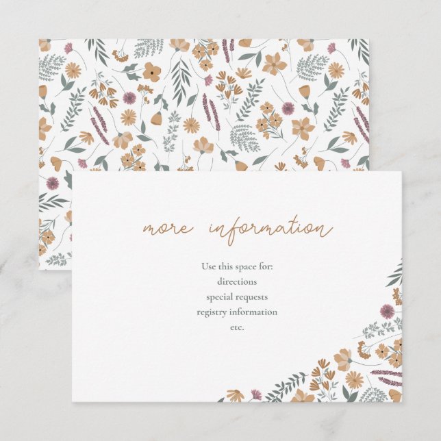 Convite wildflower bridal shower invite insert - orange (Frente/Verso)