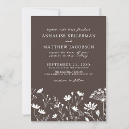 Convite Wildflower Brown Wedding