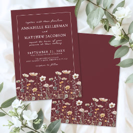 Convite Wildflower Burgundy Floral Wedding