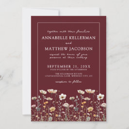 Convite Wildflower Burgundy Floral Wedding