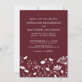 Convite Wildflower Burgundy Wedding