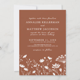 Convite Wildflower Burnt Orange Wedding