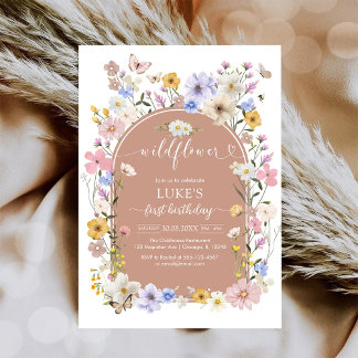 Convite Wildflower Butterfly Girl Birthday Invitation