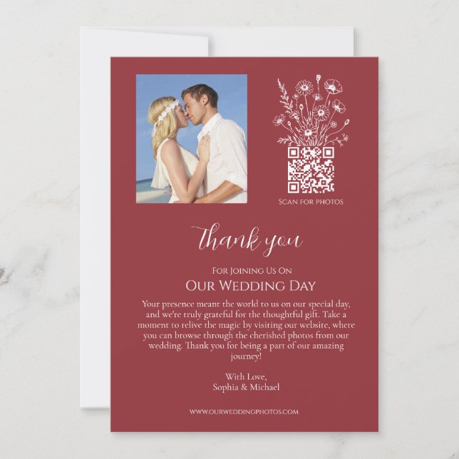 Convite Wildflower Elegance-Weding Obrigado (Frente)