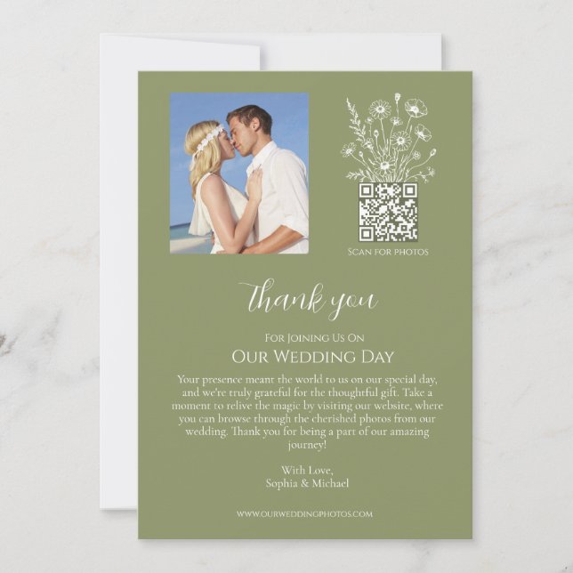 Convite Wildflower Elegance-Weding Obrigado (Frente)