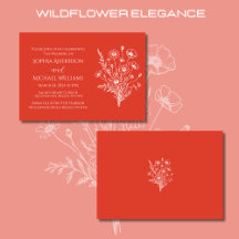 Wildflower Elegance-Weding Red Orange Invitation