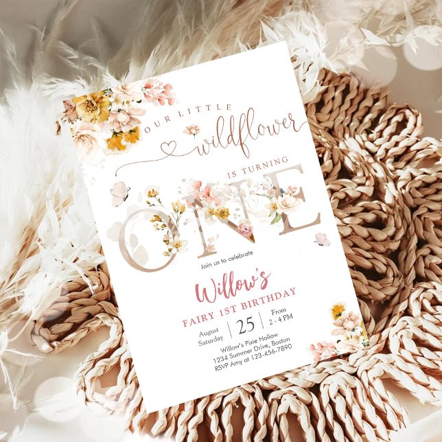 Convite Wildflower Fairy 1st Birthday Invitation (Criador carregado)