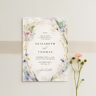 Convite Wildflower Fête Romântico Elegante Ecru Casamento