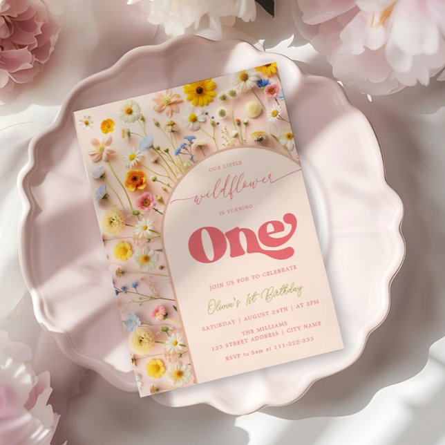 Convite Wildflower First Birthday (Criador carregado)