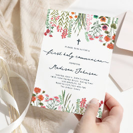 Convite Wildflower First Santa Comunhão