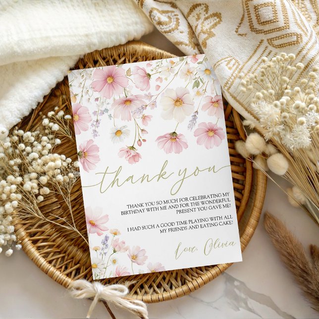 Convite Wildflower Floral Birthday Thank You Card (Criador carregado)