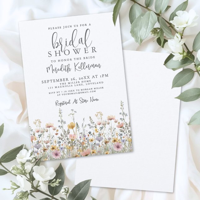 Convite Wildflower Floral Bridal Shower (Wildflower Floral Bridal Shower Invitation)