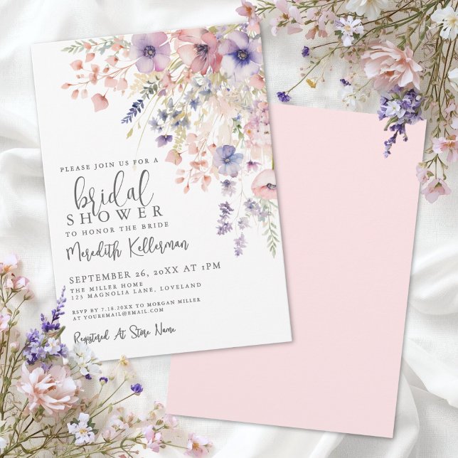 Convite Wildflower Floral Bridal Shower (Wildflower Floral Bridal Shower Invitation)