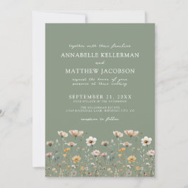 Convite Wildflower Floral Green Wedding