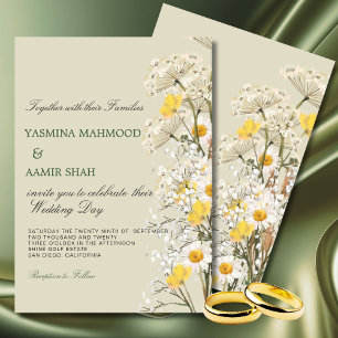 Convite Wildflower Floral Sage Modern Weds